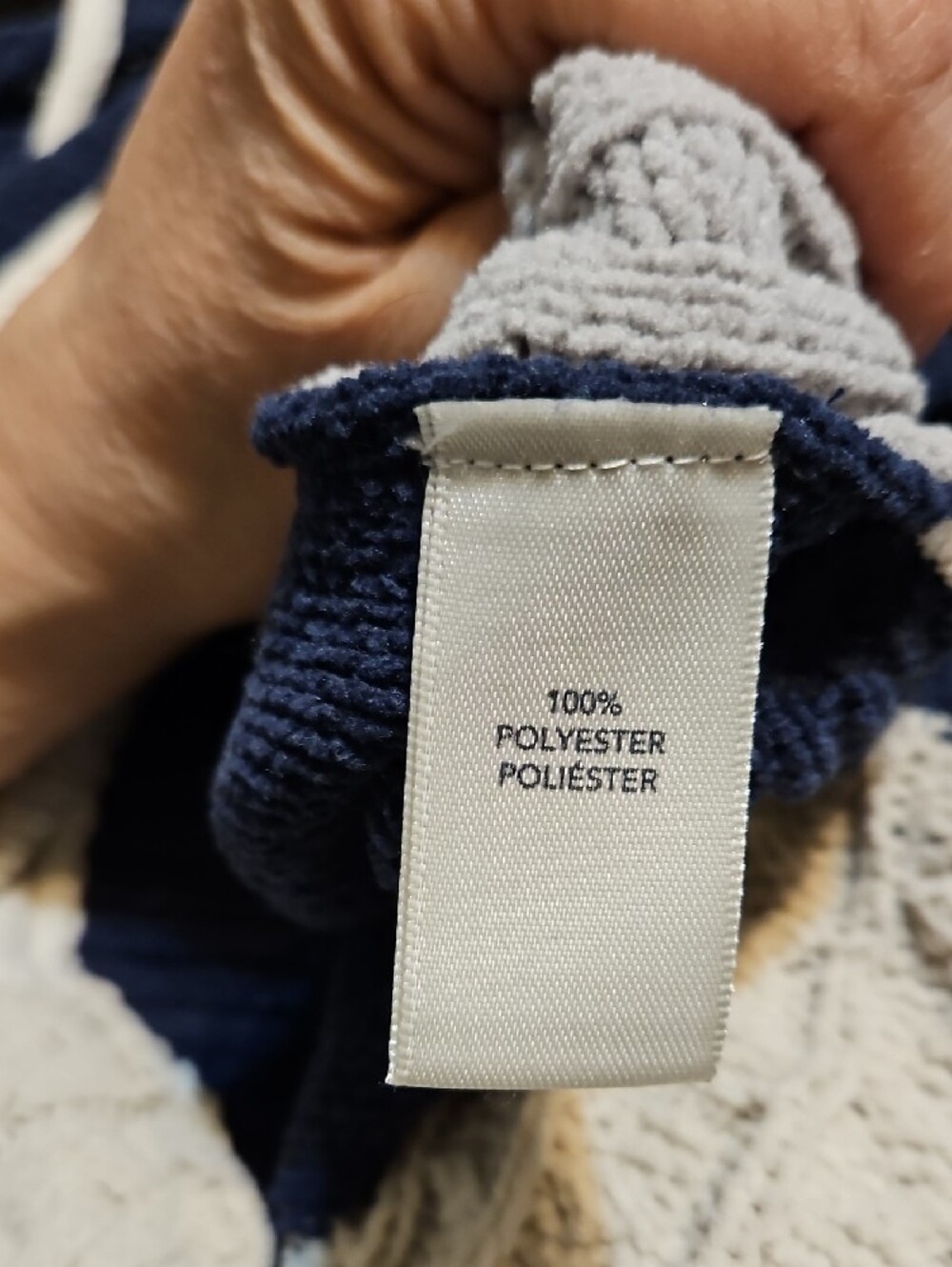 BKE Cream & Navy Colorblock Cowl Pullover. Super Soft - Picture 6 of 6